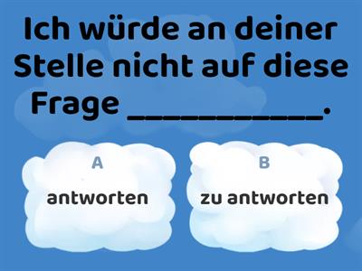 Übung Infinitiv -- Mit oder ohne "zu"?