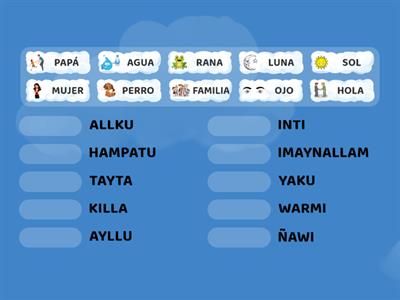 UNIR LAS PALABRAS CON SU SIGNIFICADO EN QUECHUA