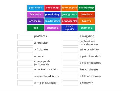 Match up 1B2 Vocabulary. Shops and services (Unit 2B)