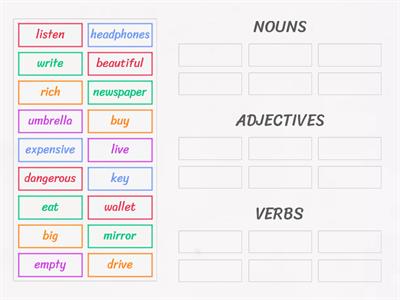 NOUNS,VERBS,ADJECTIVES