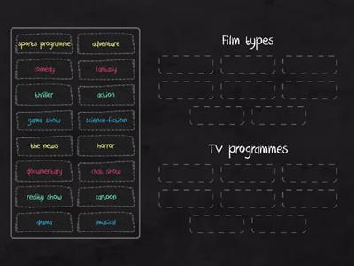 Film types and TV programmes