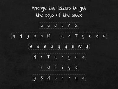 Days of the Week Spelling