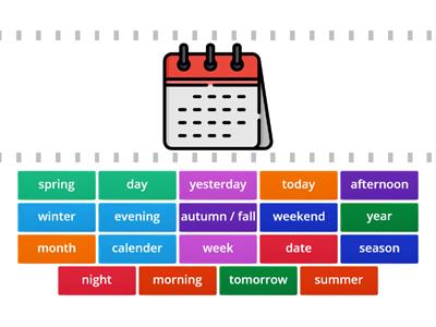 Time of Day + Calendar words with pictures