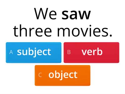 Parts of speech - Subject, verb, object