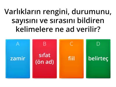 4. sınıf türkçe ön ad (sıfat) test