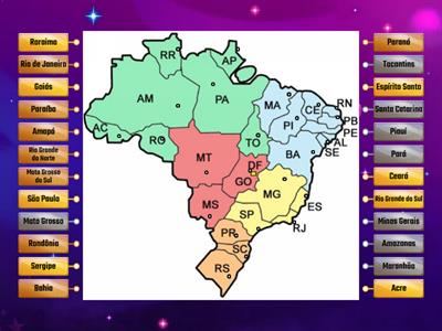 Brasil -Ligar 24 estados às suas siglas