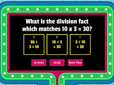 Division facts quiz