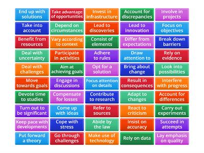 Verbs and noun collocations TOEFL