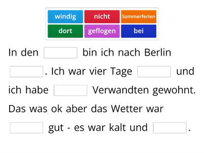 Mein Urlaub cloze test