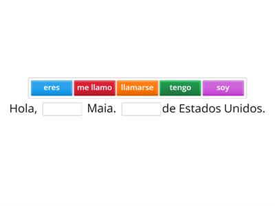 Completa con la forma correcta de ser, tener o llamarse.