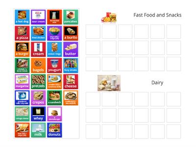 Food Sort 2  (fast food, snacks, dairy)