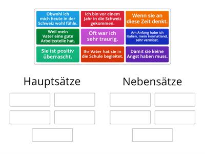 Ordne die Haupt- und Nebensätze zu.