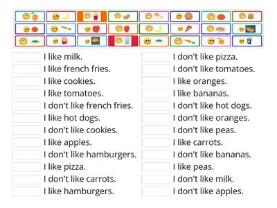 1st grade -  Likes and dislikes