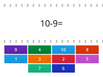 subtraction facts to 10 flip tiles