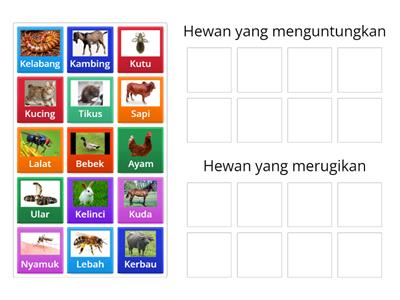 Mengelompokan hewan yang menguntungkan dan hewan yang merugikan