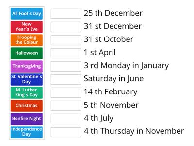Holidays - dates