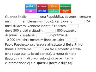  B1/B2- Completa con le parole adatte: il simbolo della Repubblica italiana.