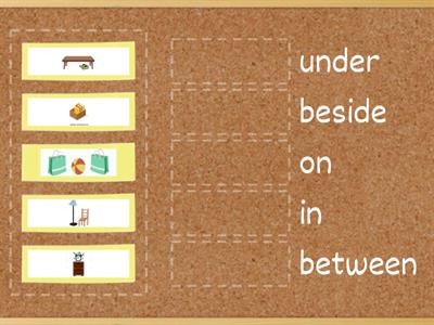 Match the pictures with correct preposition of place