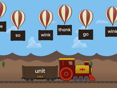Match the Balloon Word With Its Matching Cart Syllable Below