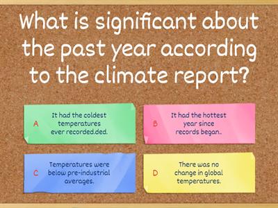 Quiz on global temperatures level 2