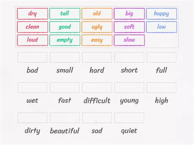 Adjectives opposites