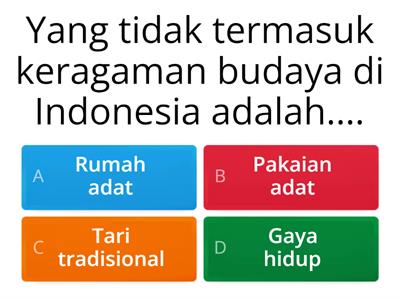 Soal PKN kelas 4 keragaman budaya di Indonesia