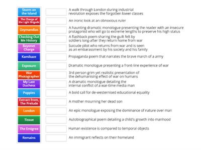 AQA GCSE English Literature Power and Conflict Poetry Mix & Match!