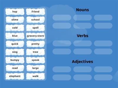 Noun, Verb, & Adjective Sort