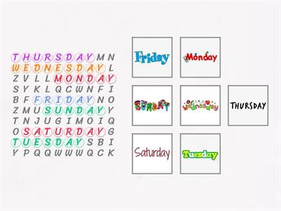 Days of the week- wordsearch