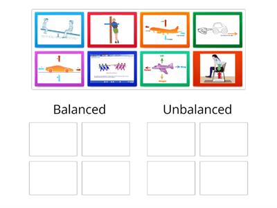 Balanced and unbalanced forces card sort