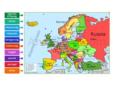 Európai országok, nyelvek
