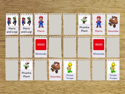 Nintendo Matching Card Game