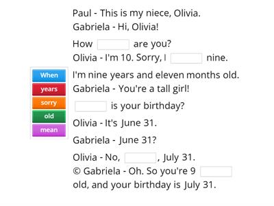 Talking about birthdays and ages
