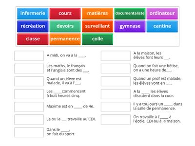 Vocabulaire - Au collège