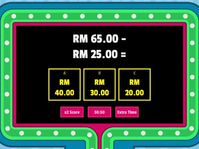 SUBTRACTION OF MONEY