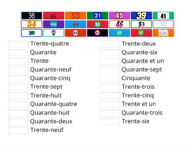  Les nombres  30-50 en français