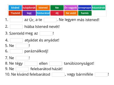 3. osztály - Tízparancsolat