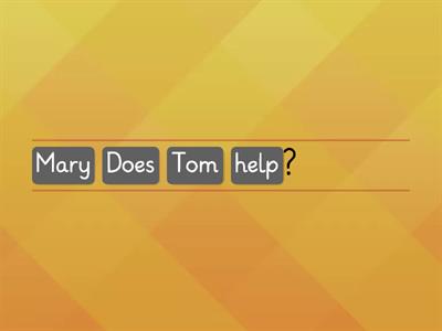 Present Simple - Questions (Yes-No) - Does Tom ____ ? - Gramatyka angielska - zdania do układania
