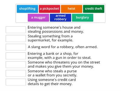 Lexis of crime (robbery/theft)