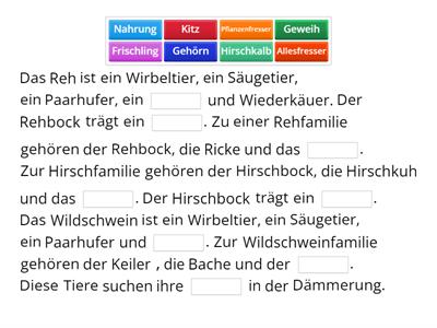 Naturkunde Lektion 2_Merke dir! Reh, Wildschwein