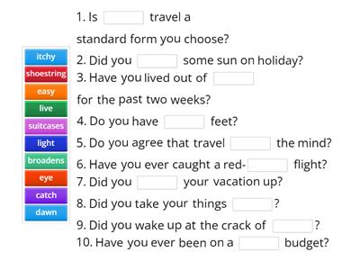 vacation idioms - let's talk!