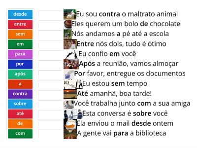 Preposições básicas em português