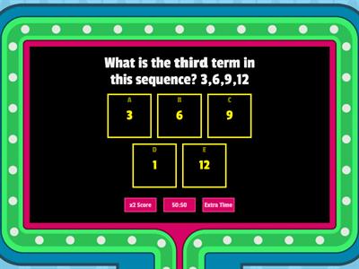 FHS maths Simple sequences: rules in words, predicting the next term (gameshow)