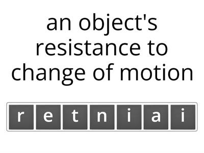 First Law of Motion Vocabulary