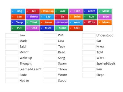 Conecta el "Infinitive" con su "Past Tense" 2