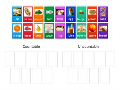 Countable and uncountable food items - Recursos didácticos