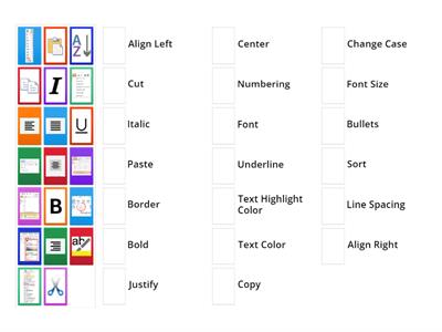 Identify the icons in Microsoft Word