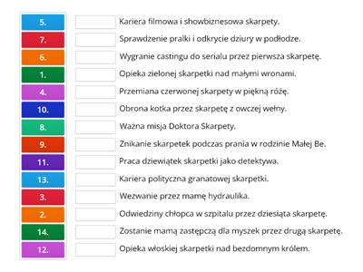 Plan wydarzeń "Niesamowite przygody dziesięciu skarpetek"