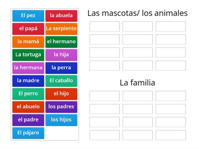 Family and pets group sort- Spanish