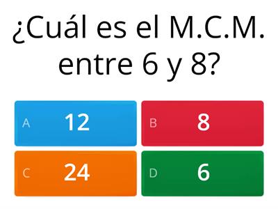 Ejercicios Minimo Común Multiplo (m.c.m.) 2022